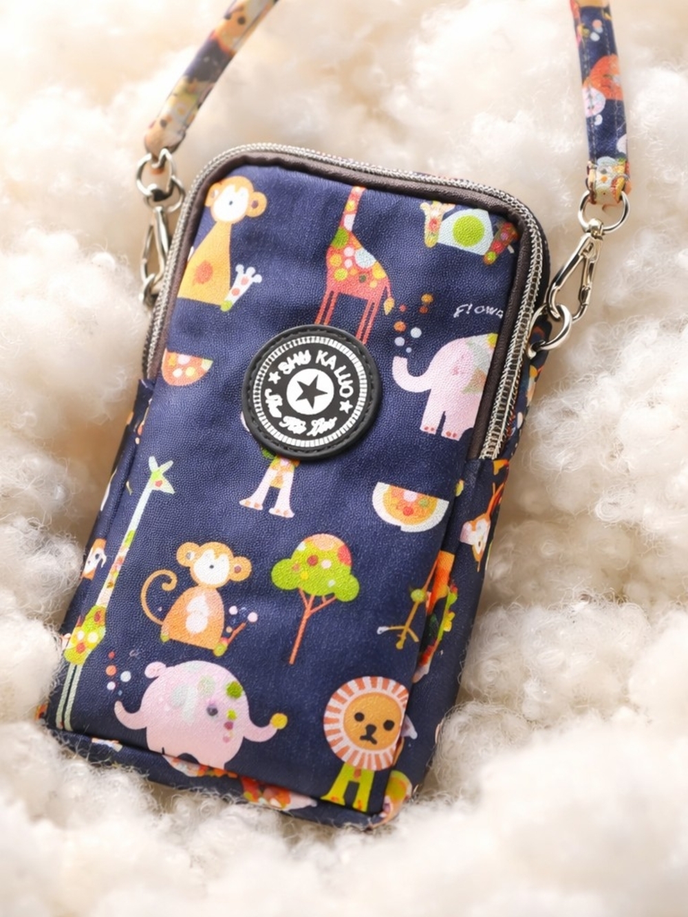 Kids Navy Animal Print Crossbody Pouch - Unbranded